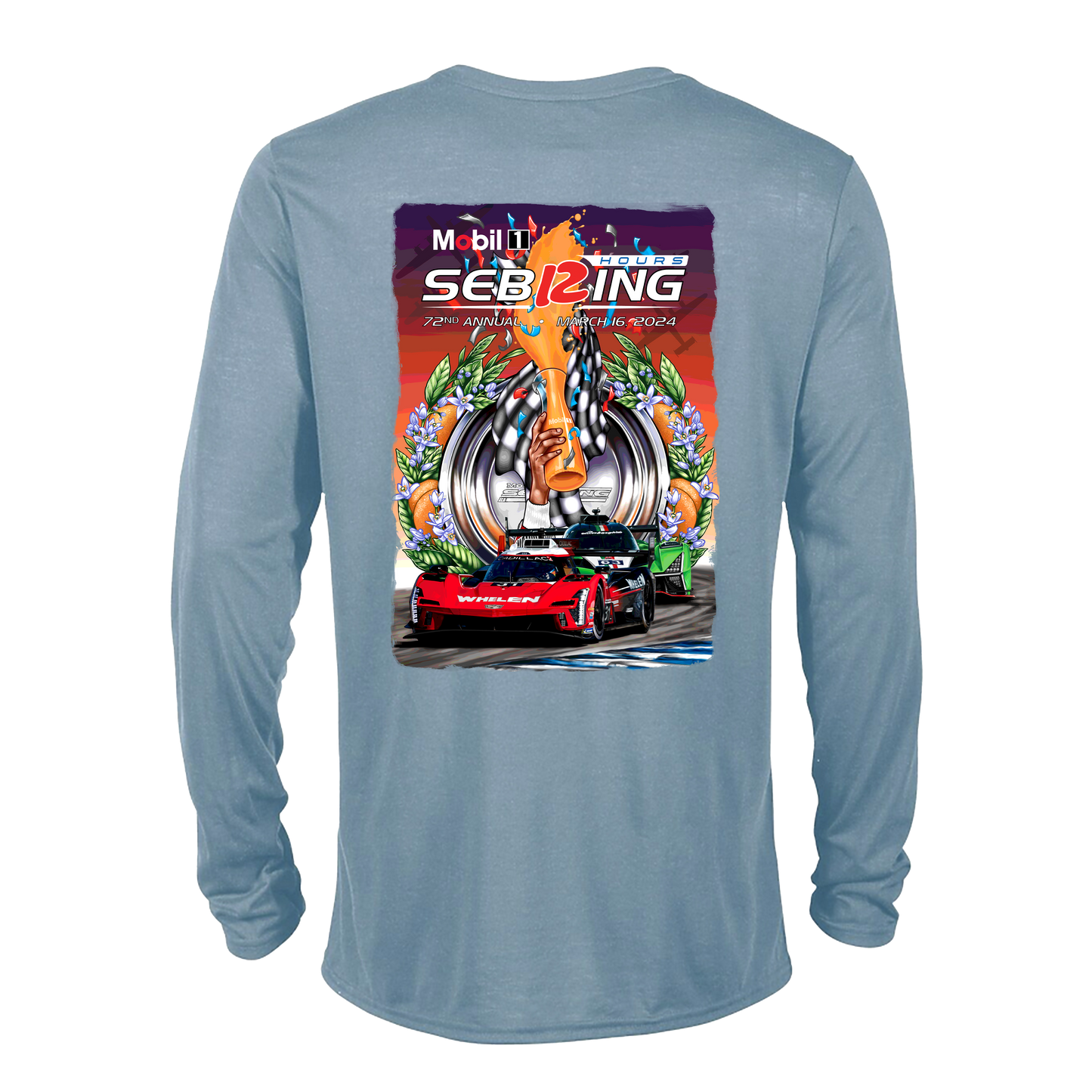 2024 12 Hours of Sebring Long Sleeve Poster Tee - Steel Blue