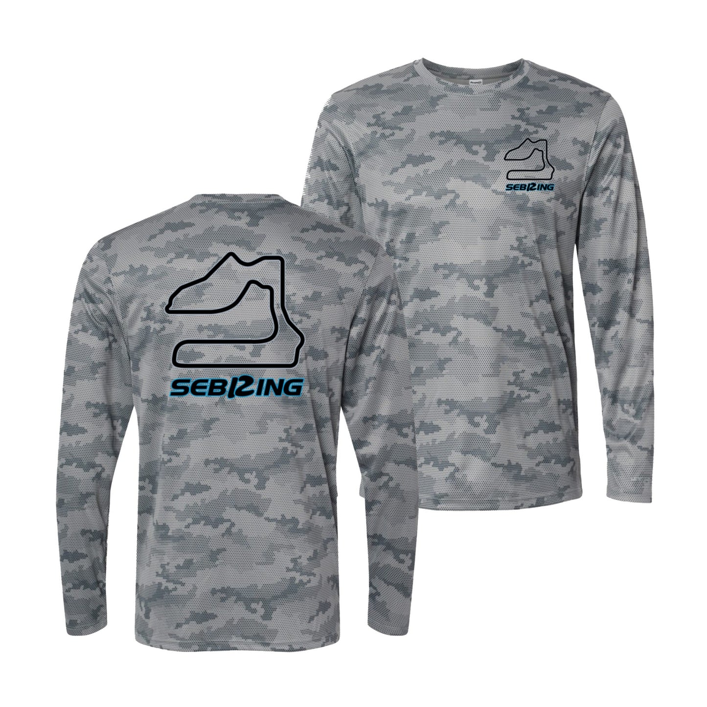 Sebring Performance Camo Long Sleeve Tee - Grey
