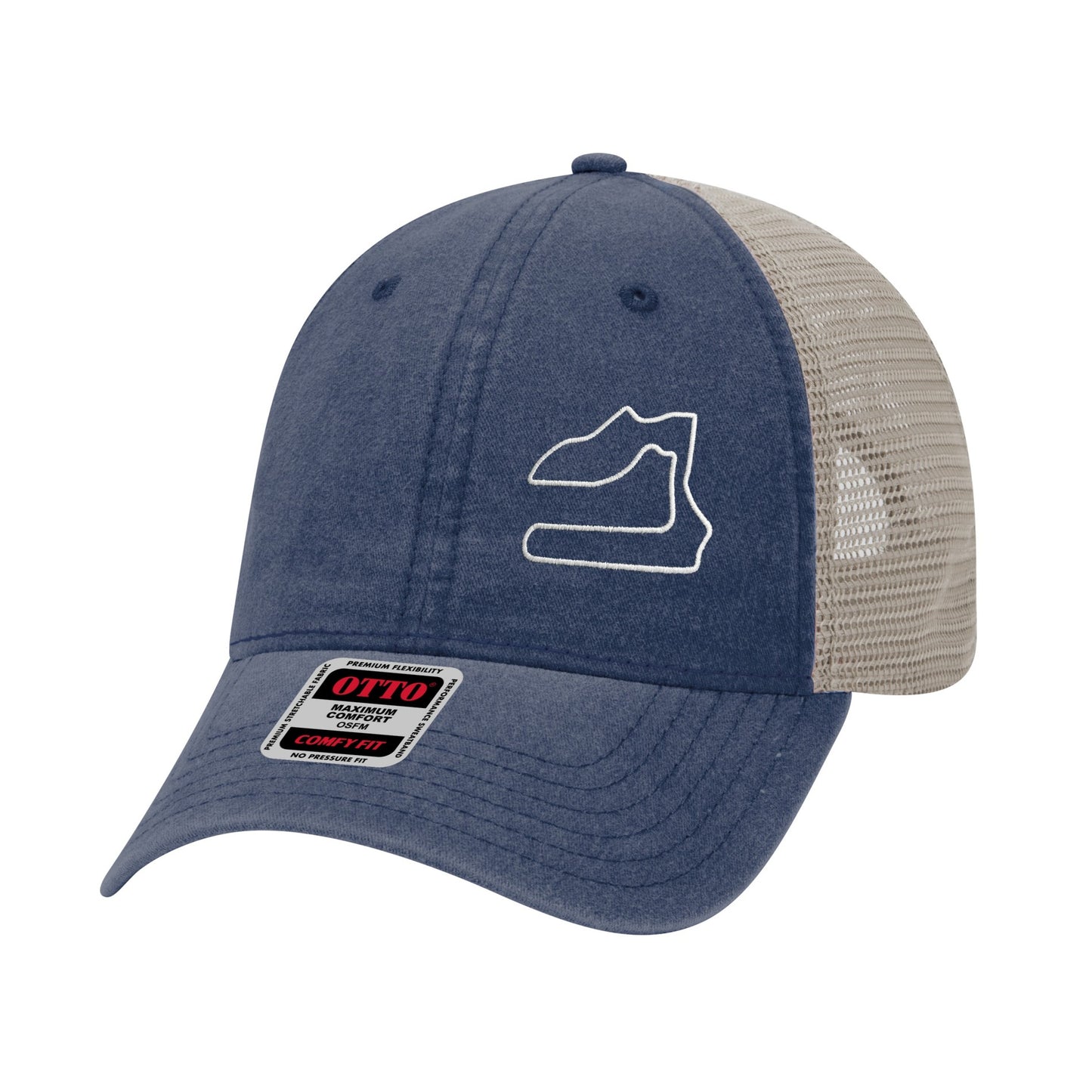 Sebring Track Outline Meshback Hat - Navy/Khaki