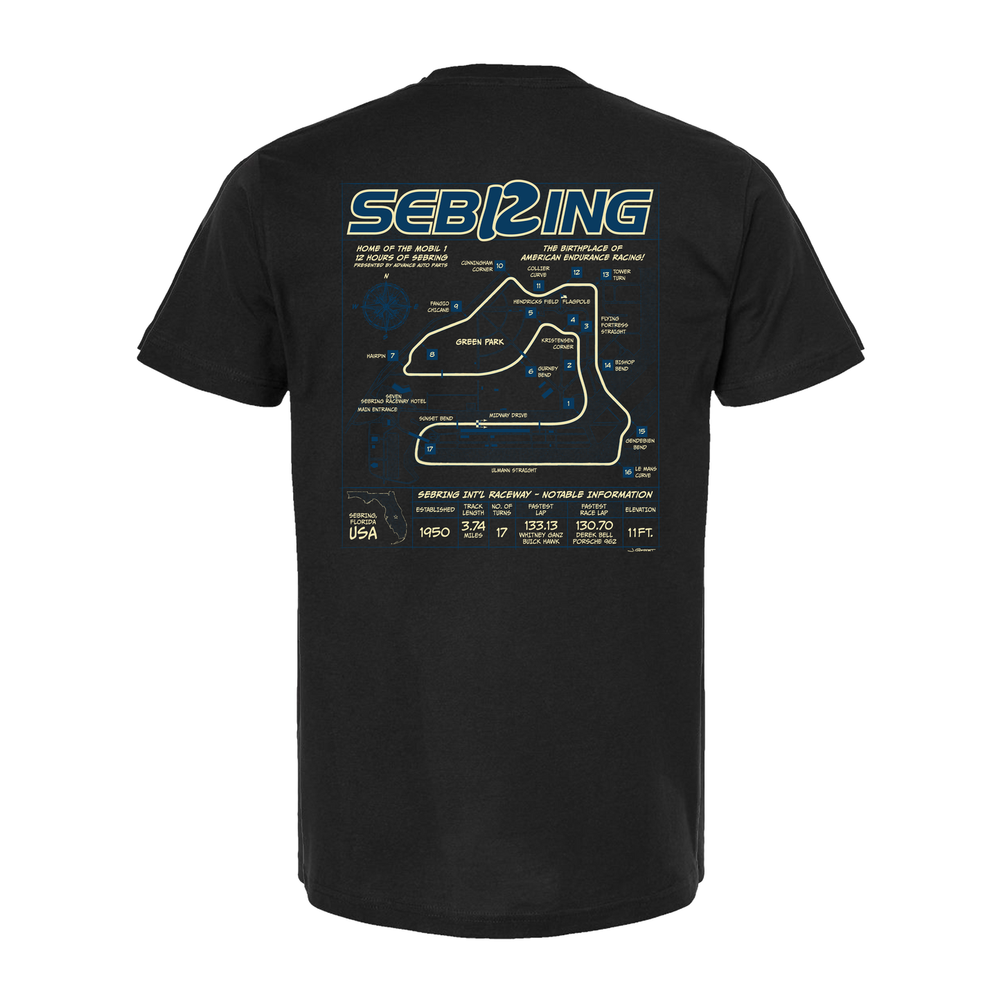 Sebring Blueprint Tee - Black