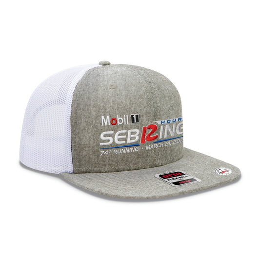 2026 Sebring Trucker Flatbill Hat - Grey/White