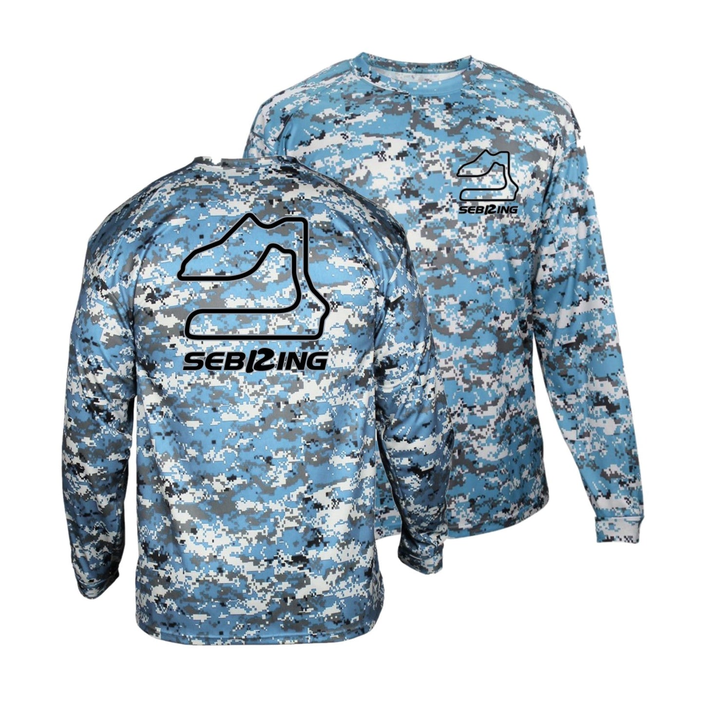 Sebring Digital Camo Long Sleeve Performance Tee - Blue