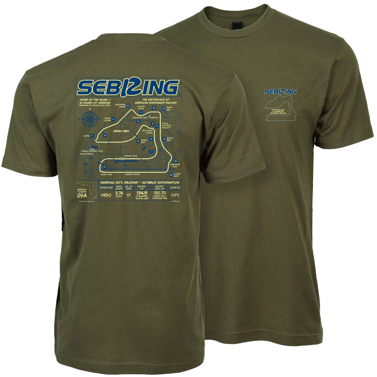 Sebring Blueprint Tee - Military Green